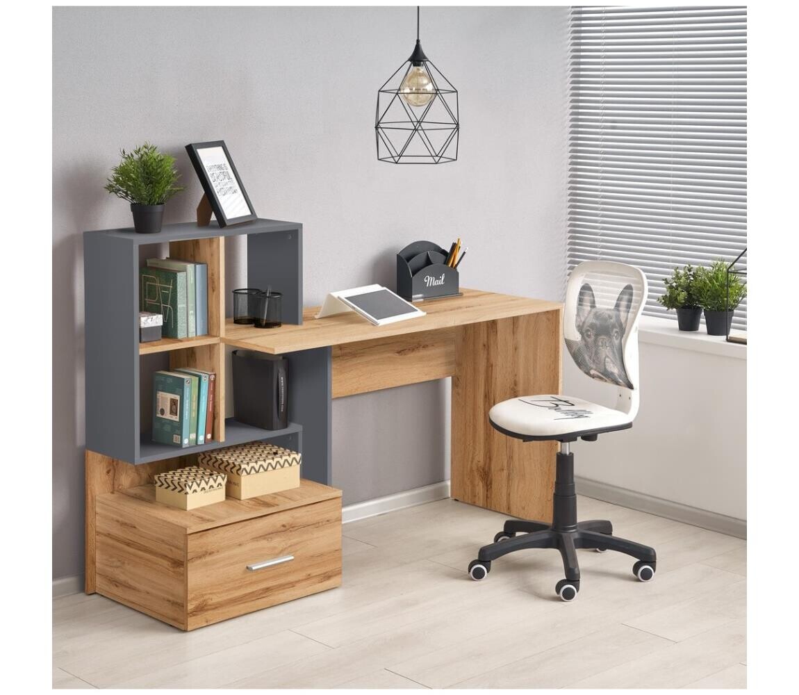 Halmar Psací stůl GORA dub wotan/antracit V-UA-GROSSO-D.WOTAN/ANTRACYT