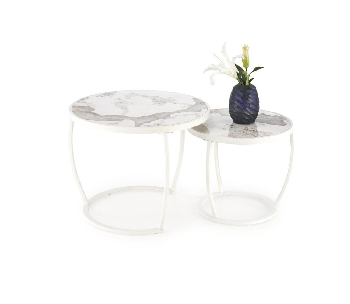 Halmar Sada 2x Konferenční stolek AURORO béžová/bílá V-CH-INES-LAW-BEŻOWY