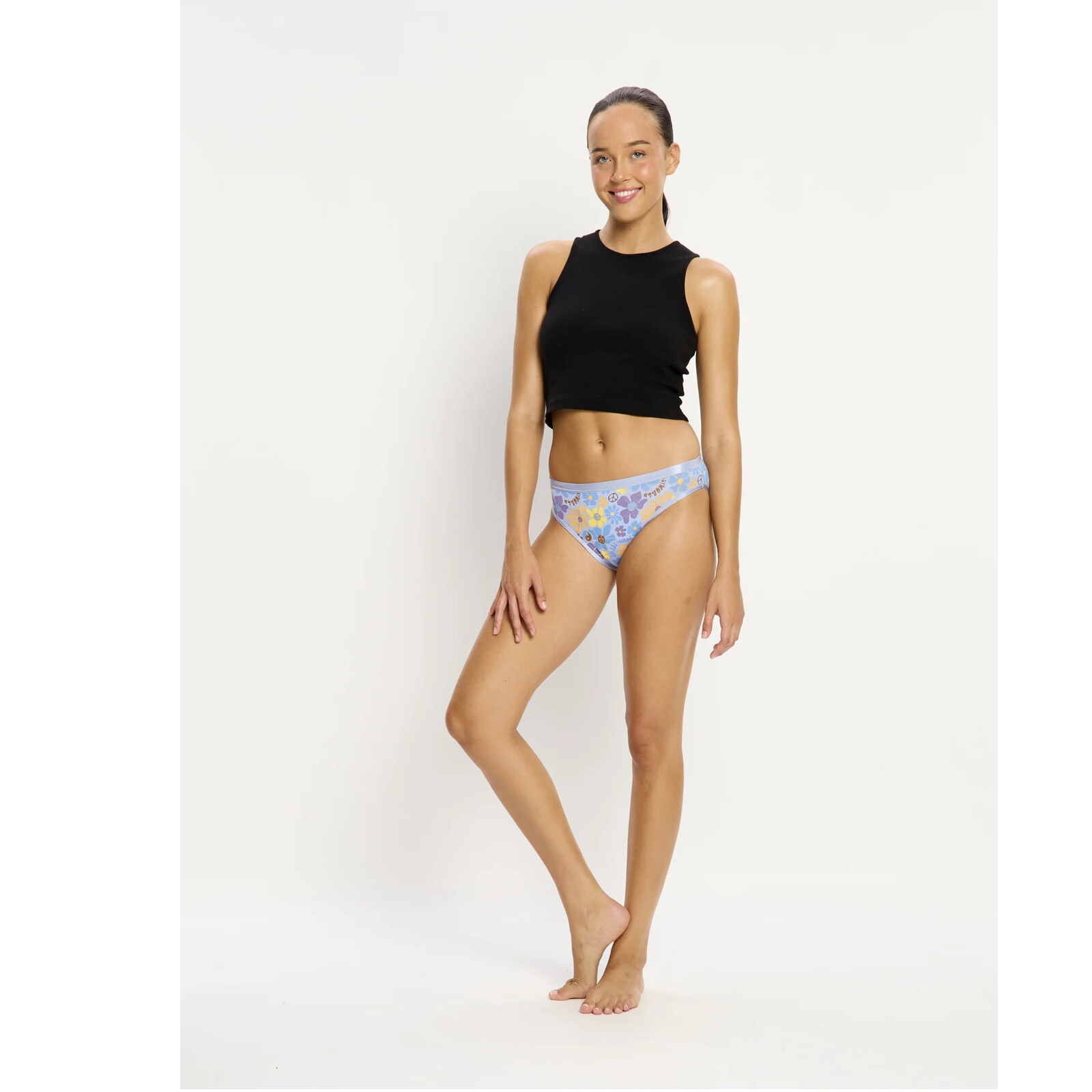 Menstruační kalhotky Modibodi Classic Bikini Super Happy Daisy Blue (CLBIMHHDBW) S