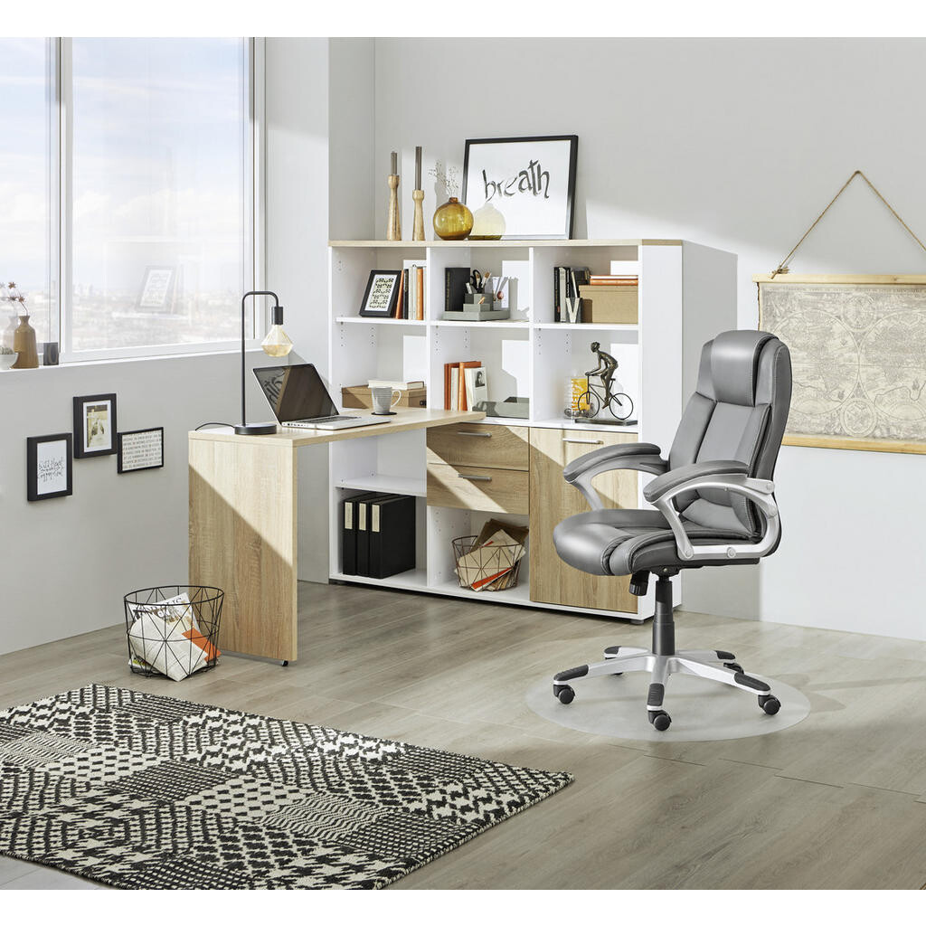 Carryhome KANCELÁŘSKÉ KŘESLO, vzhled kůže, šedá, barvy stříbra