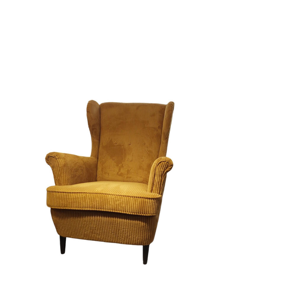 Niels Andersson KŘESLO UŠÁK, textil, karton, kompozitní dřevo, žlutá