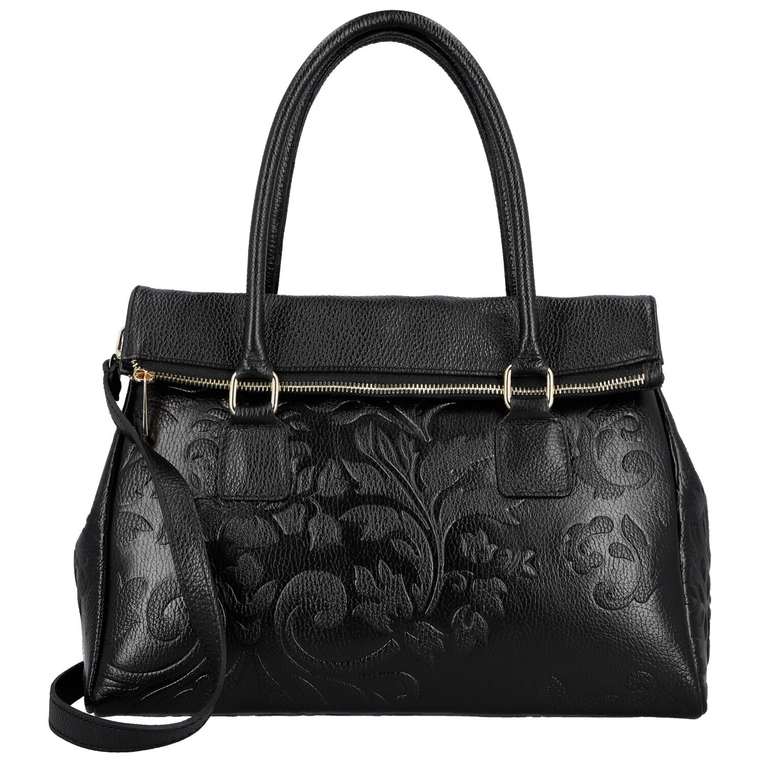 Dámská kožená kabelka do ruky černá - Delami Vera Pelle Arjana černá