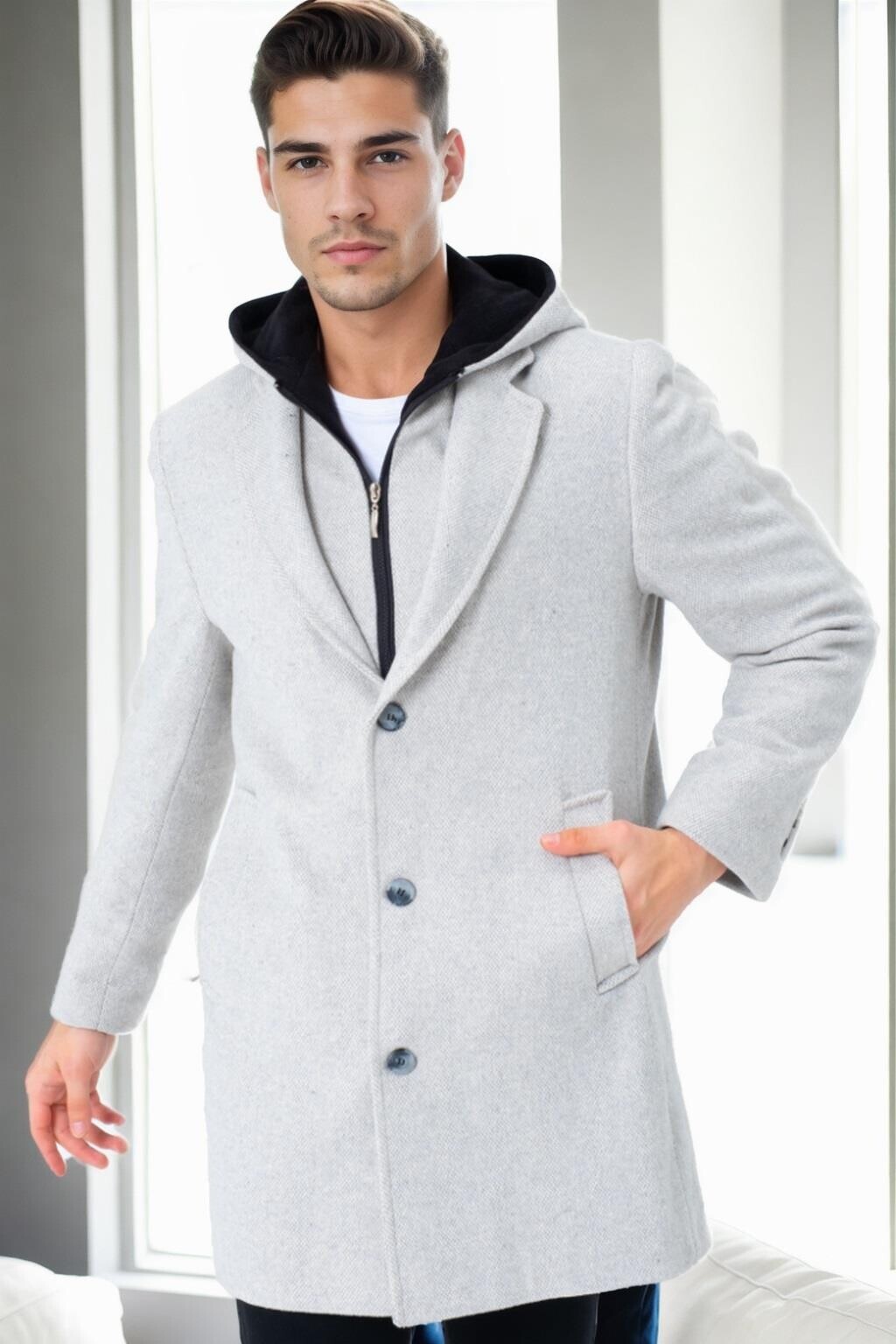 PLT9395 DEWBERRY OVERSIZED COAT-PATTERNED BEIGE