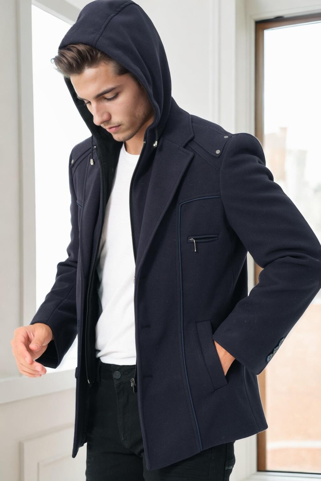 K9532 DEWBERRY MEN'S COAT-NAVY BLUE