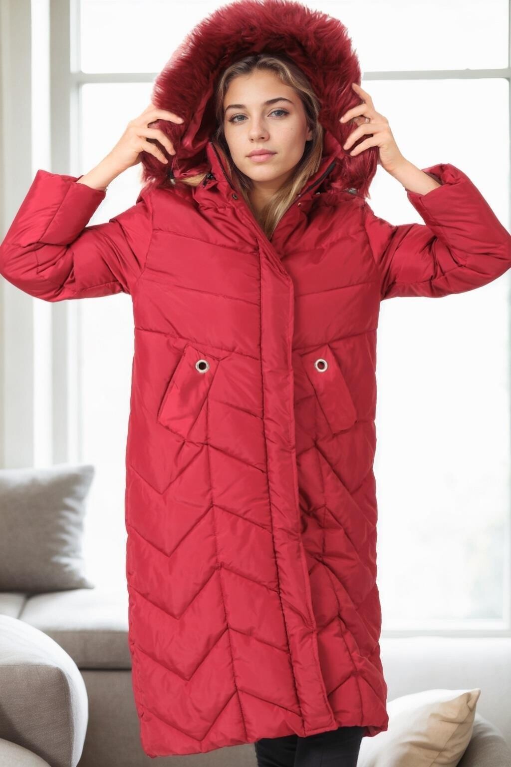 Z9751 DEWBERRY WOMEN'S COAT-BURGUNDY