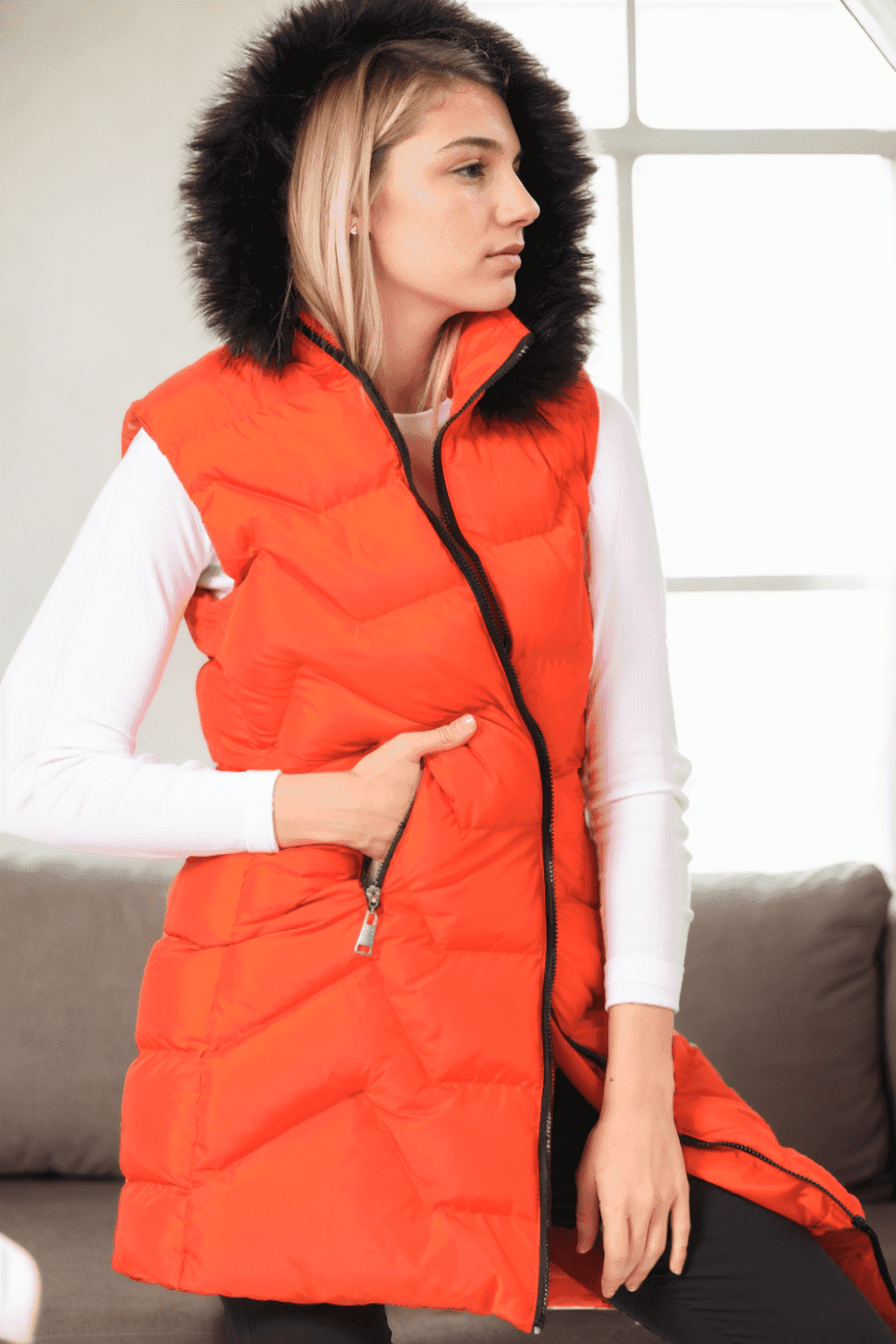 Z9761 DEWBERRY WOMEN'S VEST-ORANGE