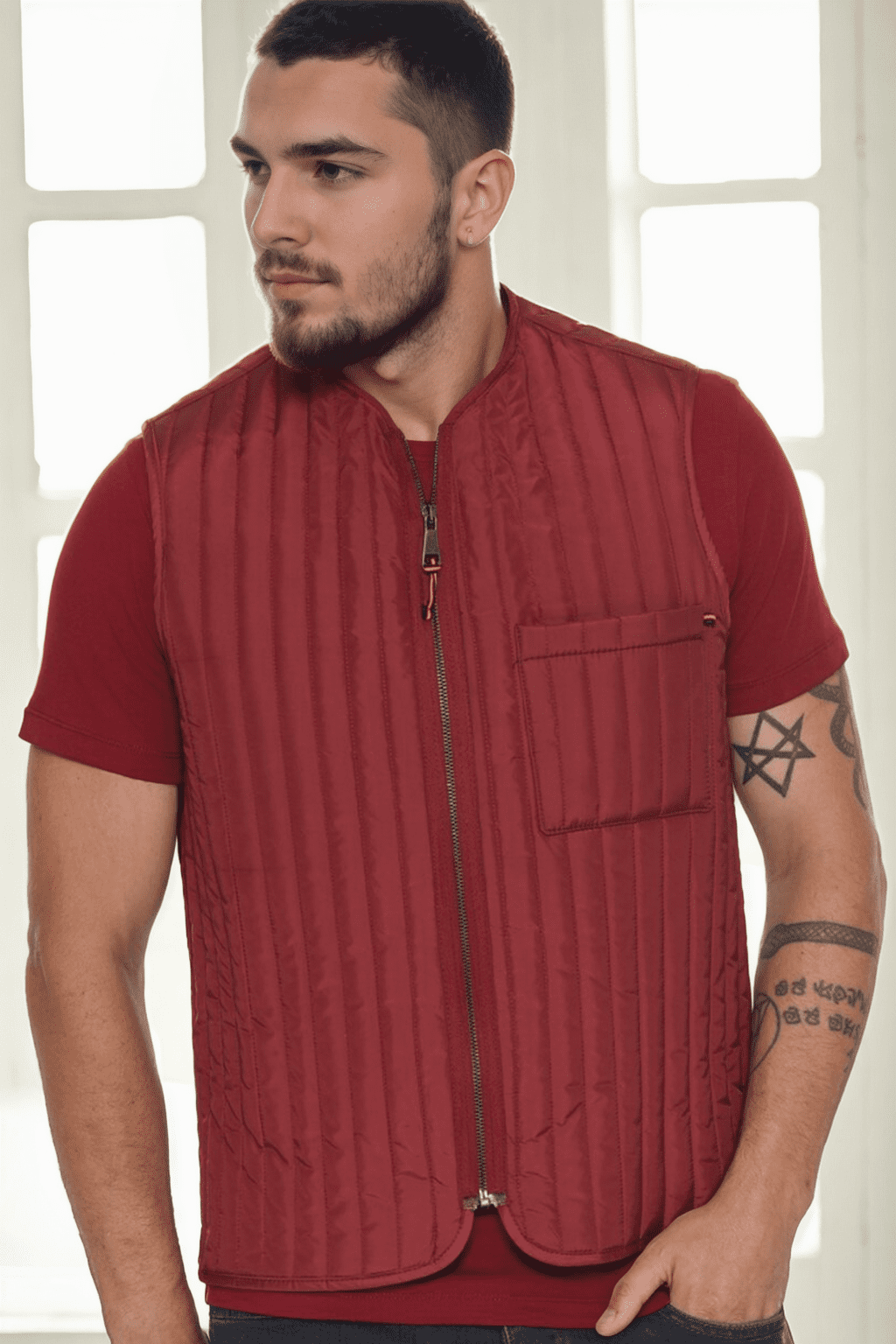 Y9611 DEWBERRY MEN'S VEST-BURGUNDY