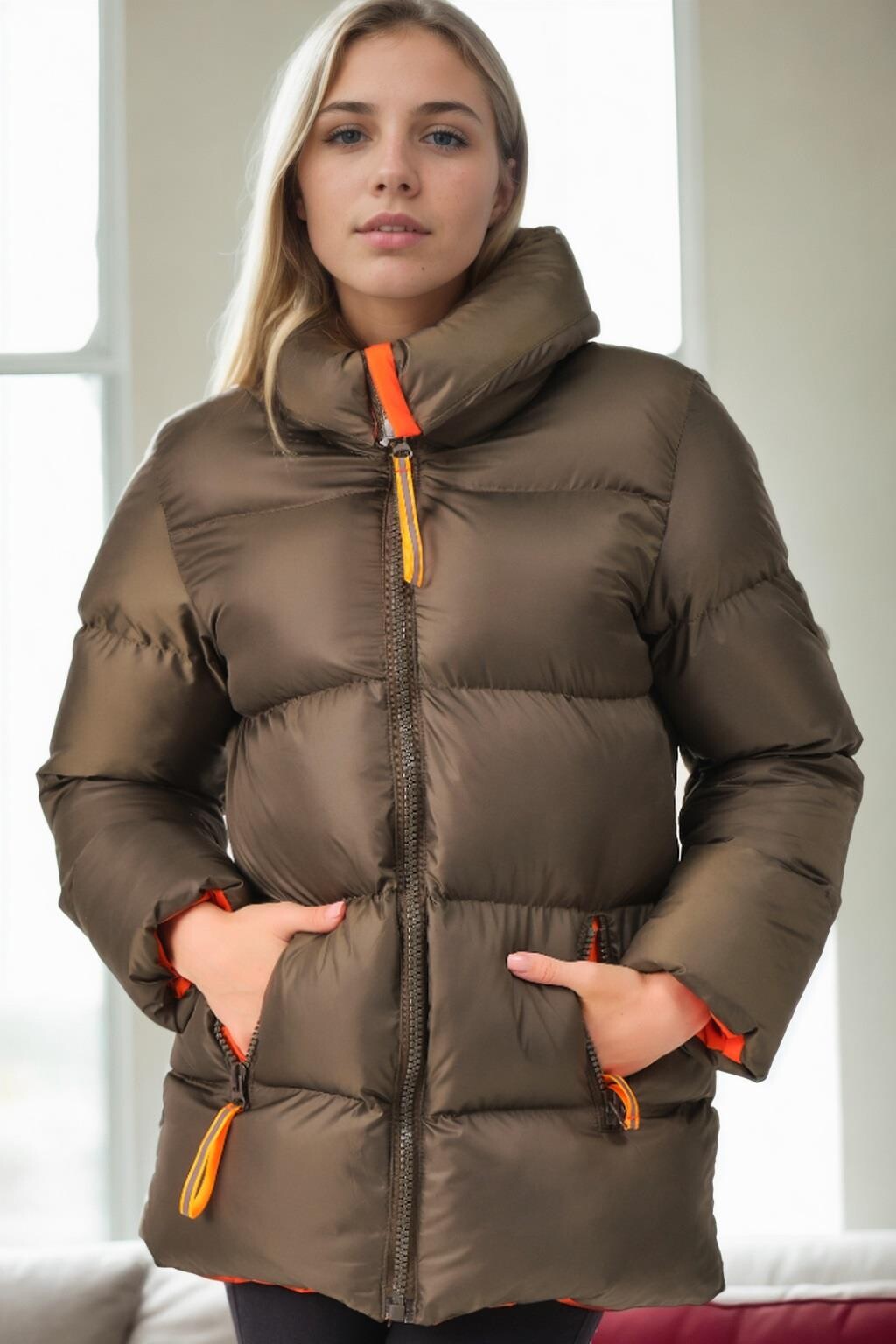 Z9682 DEWBERRY WOMEN'S JACKET-KHAKI