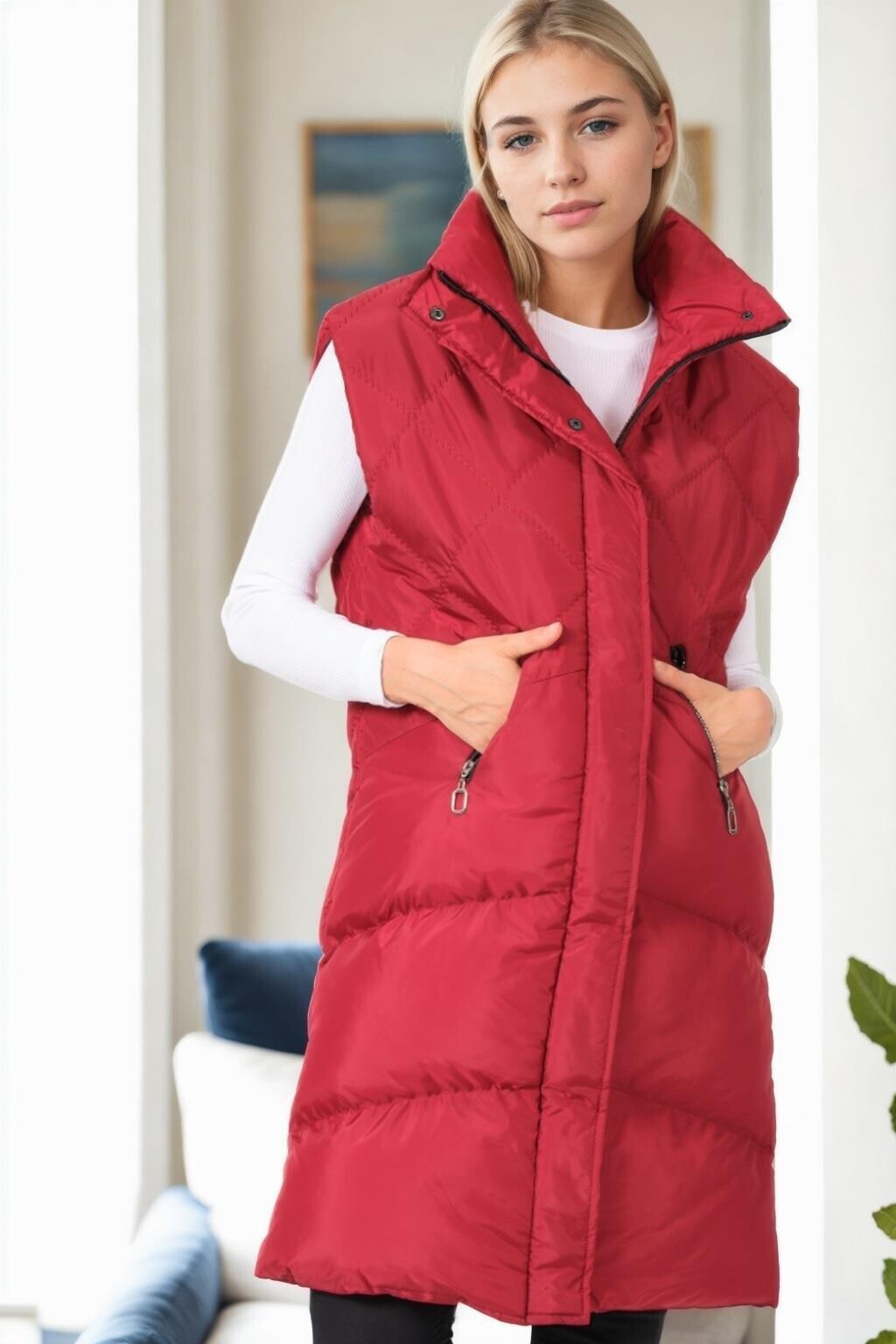 Z9743 DEWBERRY WOMEN'S VEST-BURGUNDY