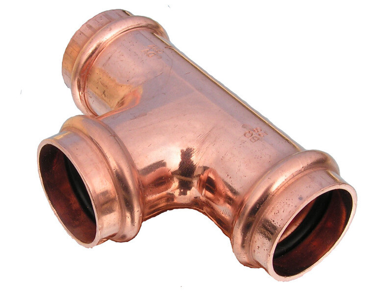 Press měděný T-kus lisovací 15 FFF - lisovací T kus 15x15x15 mm  pro vodu, topení a plyn