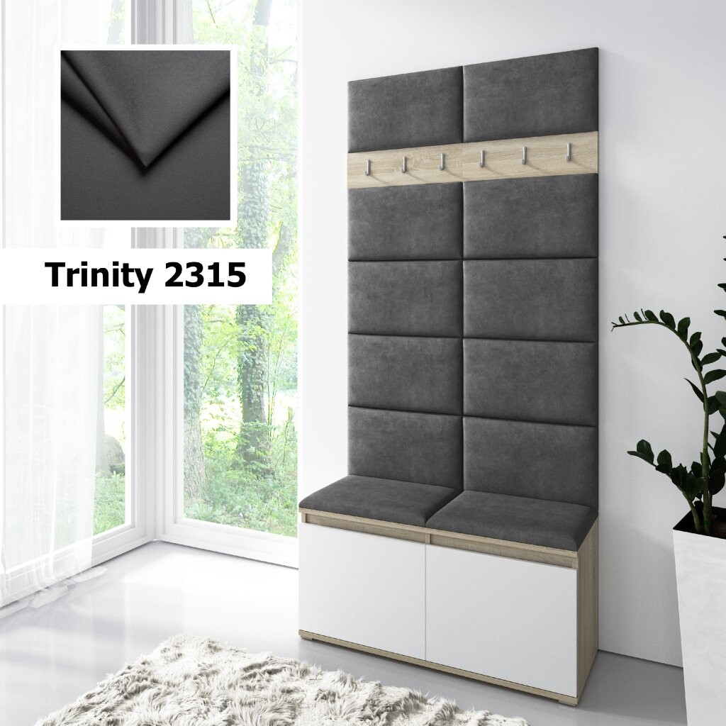 Eka Předsíňová stěna s čalouněnými panely Trinity 1 - Bílá sonoma / Tmavě šedá 2315