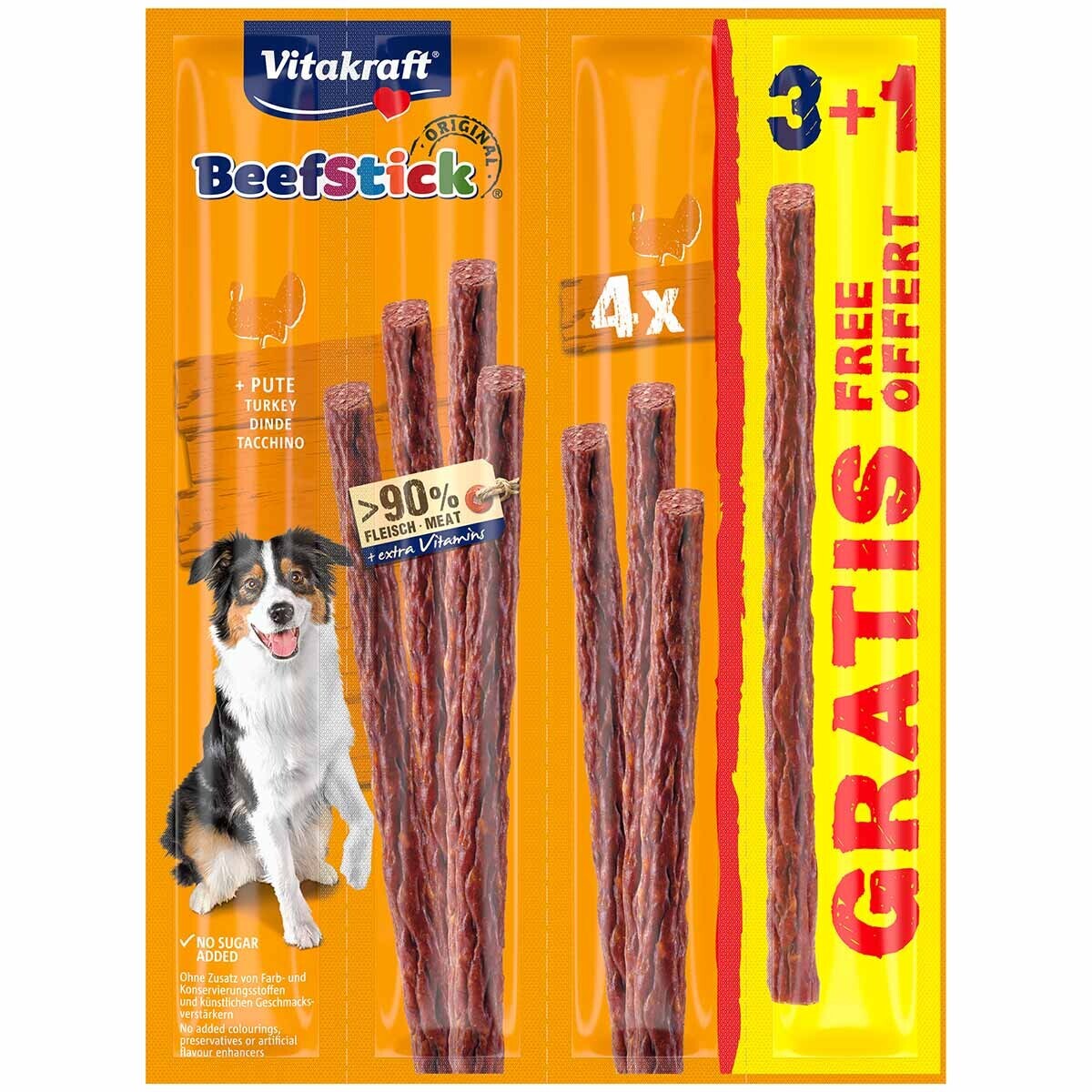 Vitakraft Beef Stick s krůtím masem 3+1 gratis