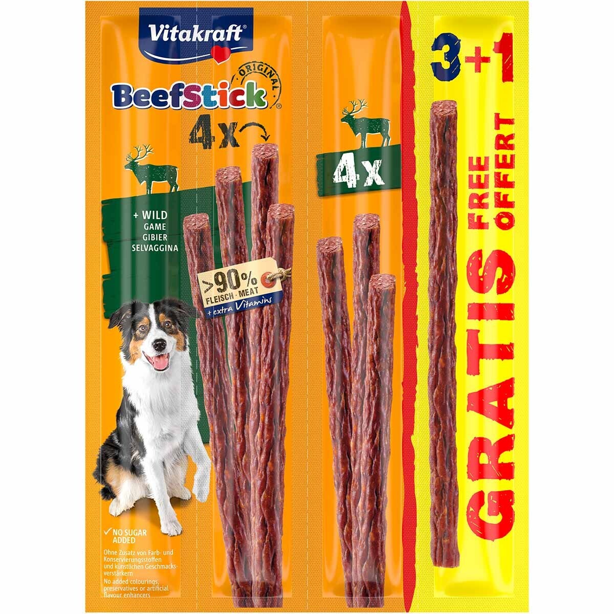 Vitakraft Beef Stick se zvěřinou 3+1 gratis