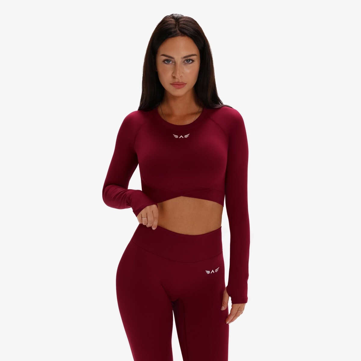 Dámské tričko exalted aura performance s dlouhým rukávem vínová xxs