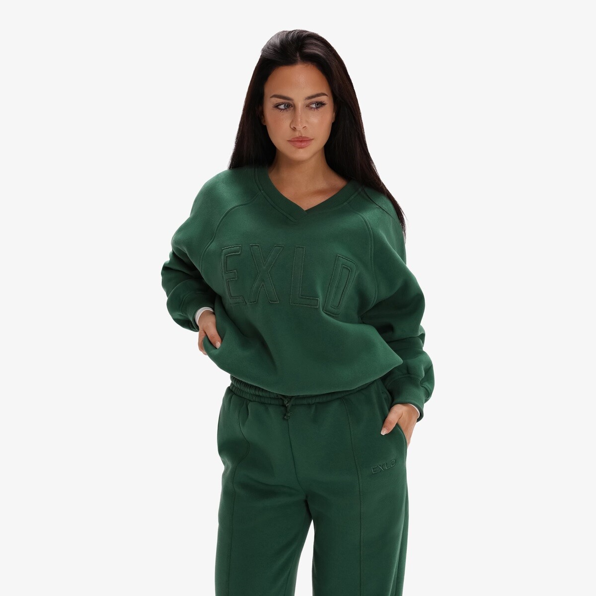 Dámská mikina exalted label crewneck zelená xxs