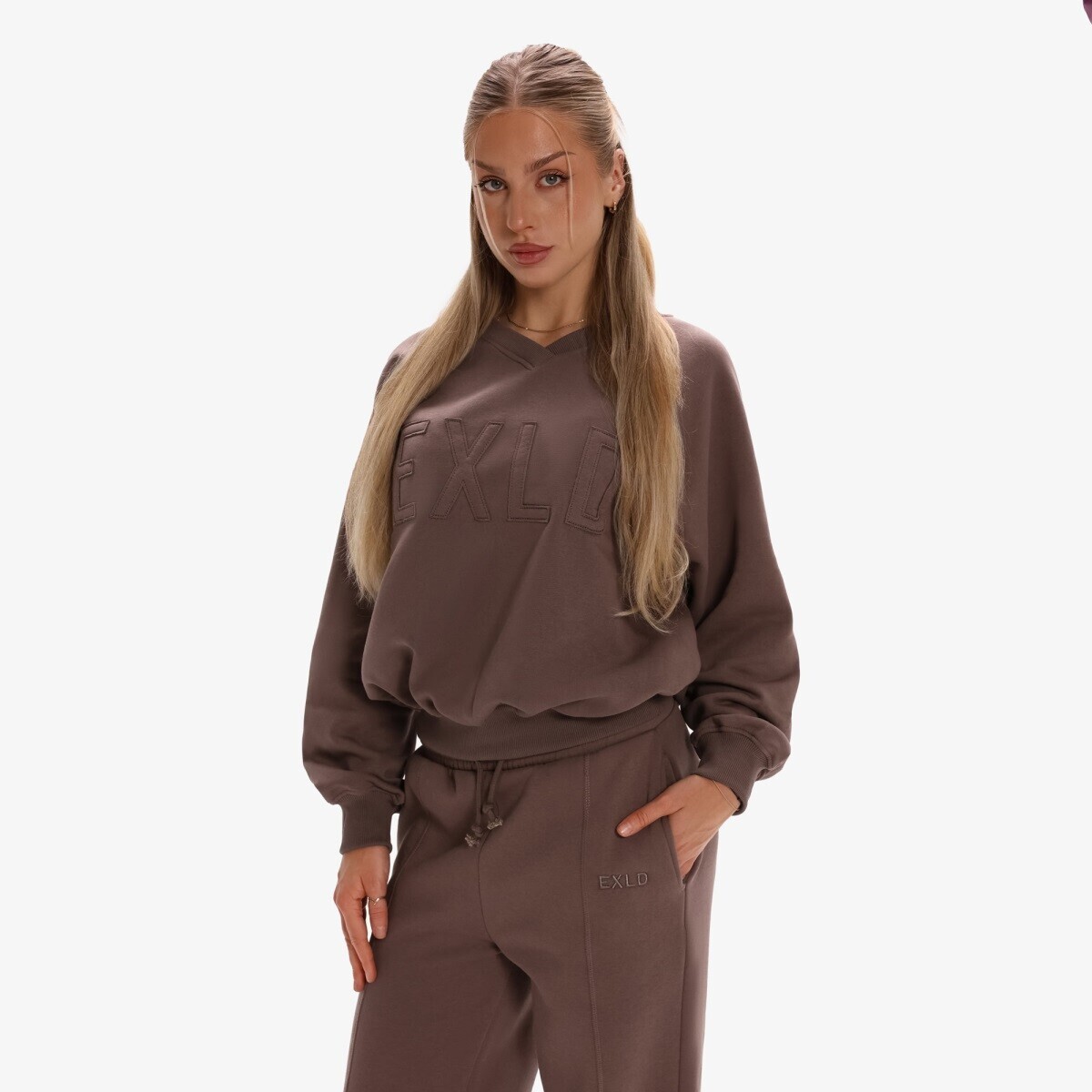 Dámská mikina exalted label crewneck hnědá xxs