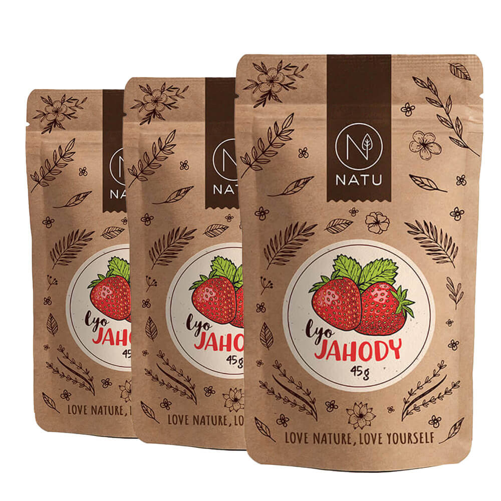 NATU Lyofilizované jahody plátky 3x45g