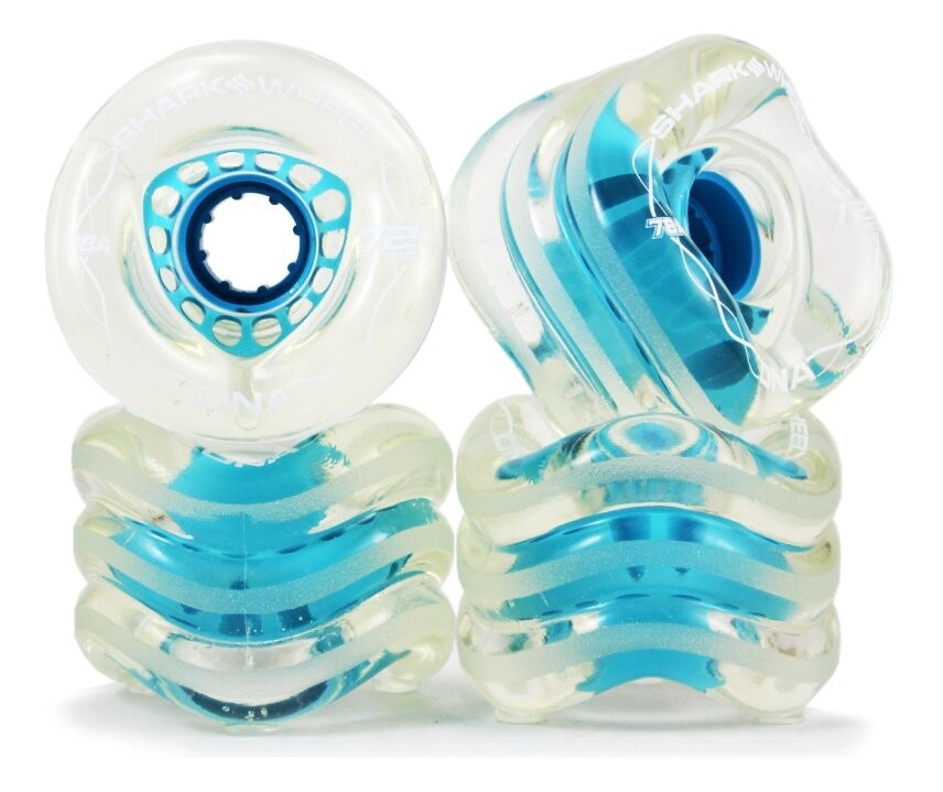 Shark Wheels - DNA 72mm 78a  Clear/Blue Core - kolečka (sada 4ks)
