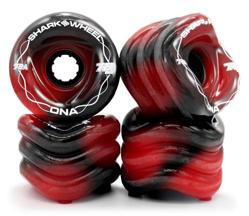 Shark Wheels - DNA 72mm 78a Red/Black Swirl - kolečka (sada 4ks)