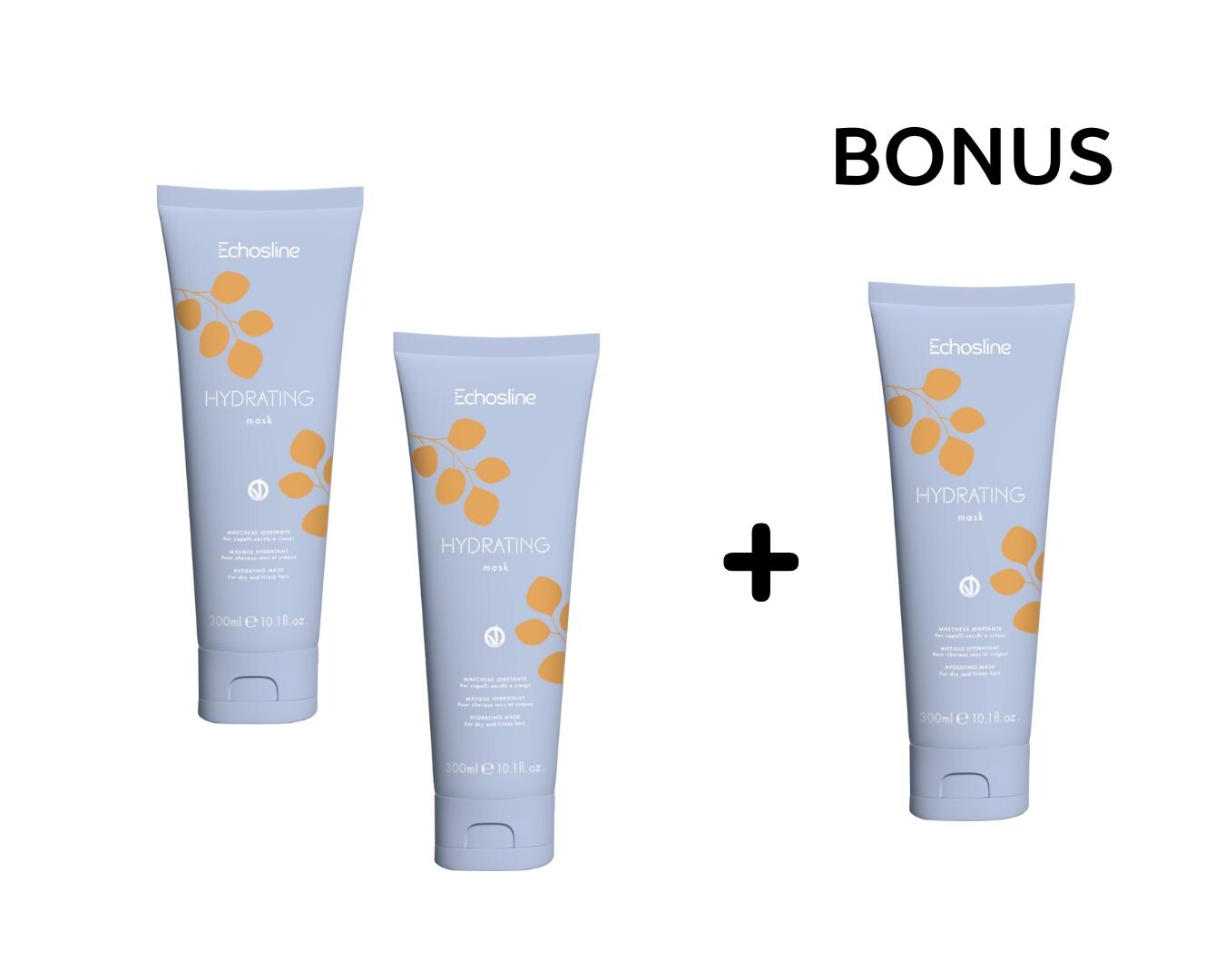 AKCE: 2+1 Echosline Hydrating Mask - hydratační maska pro suché a krepovité vlasy, 300 mlŇ