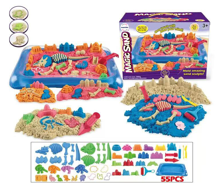 Mamido Mamido Sada kinetického písku XXL s dinosaury hradem a 55 ks příslušenství 3000 g