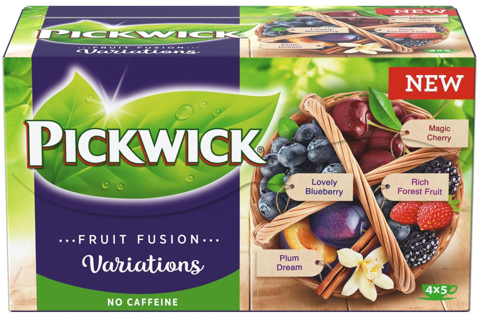 Ovocný čaj Pickwick - variace 4 druhů, modré, 20x 1,9 g