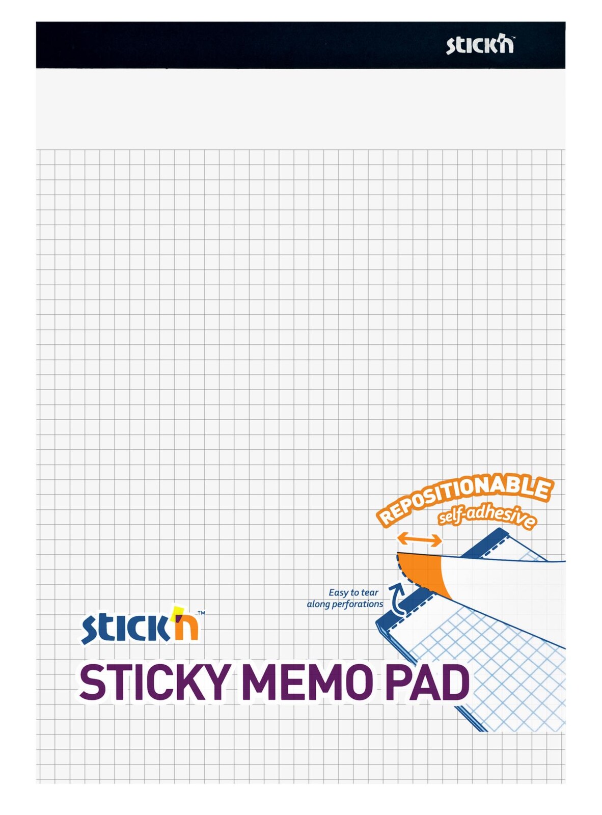 Samolepicí bloček Stick'n by Hopax - 254 x 178 mm, čtverečkovaný, 50 lístků