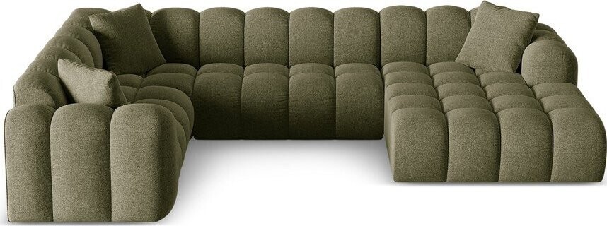 Zelená žinylková rohová pohovka (levý roh/do