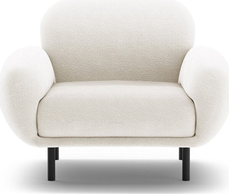 Bílé křeslo z textilie bouclé Poppy – Micadoni