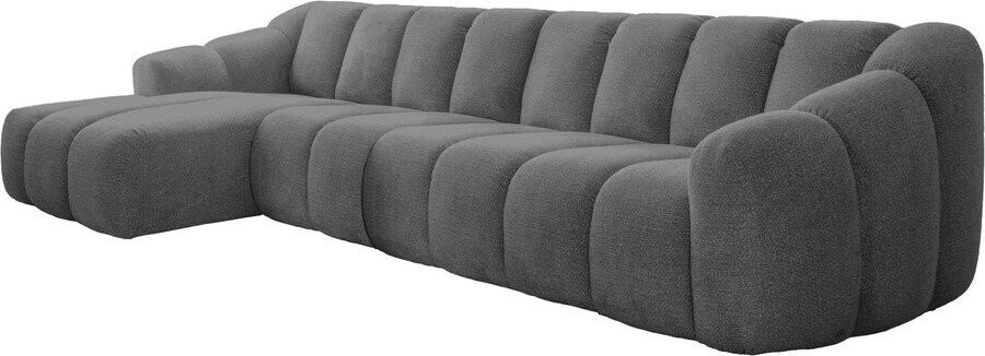 Šedá rohová pohovka (levý roh/s lenoškou) Shell – Miuform