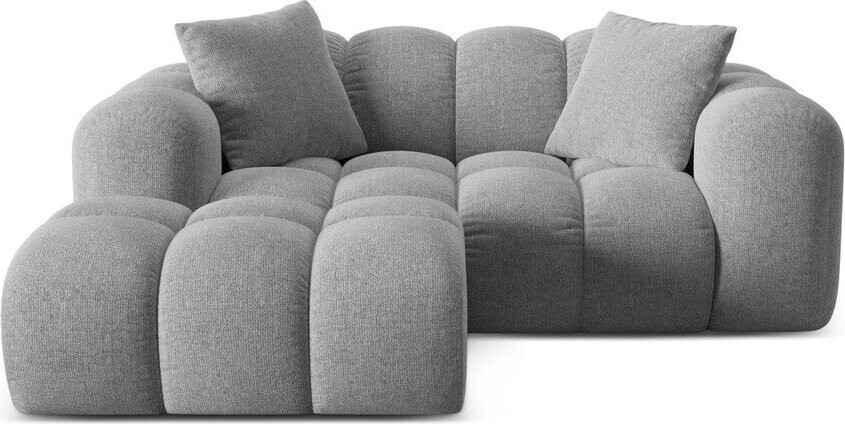 Světle šedá žinylková rohová pohovka (levý roh/s lenoškou) Treno – Cosmopolitan Design