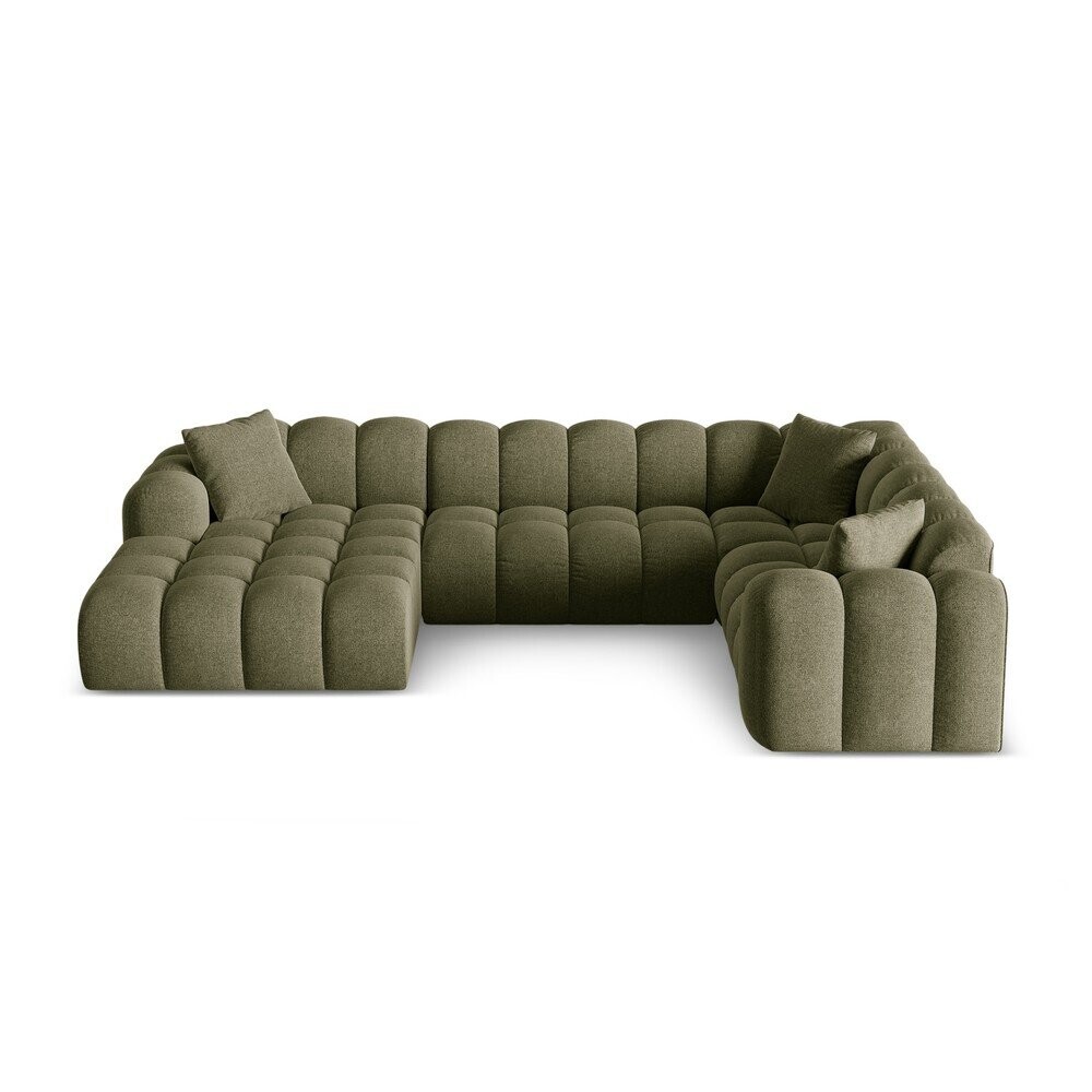 Zelená žinylková rohová pohovka (pravý roh/do