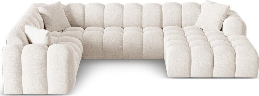 Krémová žinylková rohová pohovka (levý roh/do