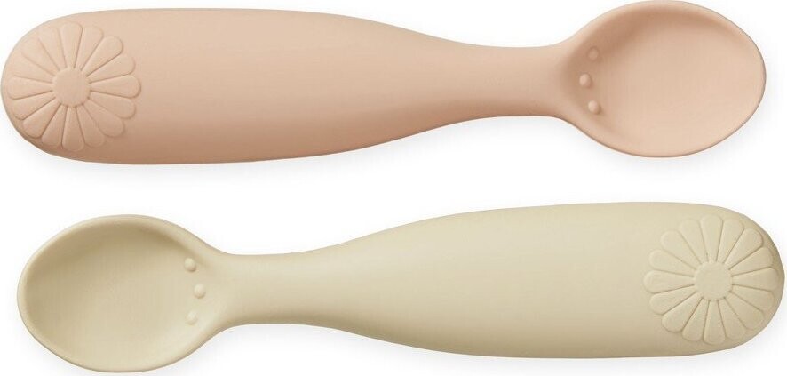 Dětské lžičky v sadě 2 ks ze silikonu v lososové barvě/světle žlutá Coral Mix – Cam Cam Copenhagen