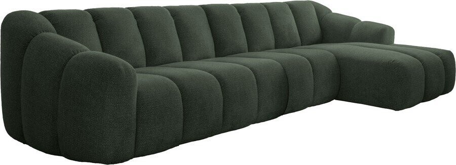 Tmavě zelená rohová pohovka (pravý roh/s lenoškou) Shell – Miuform