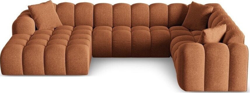 Žinylková rohová pohovka v terakotové barvě (pravý roh/do