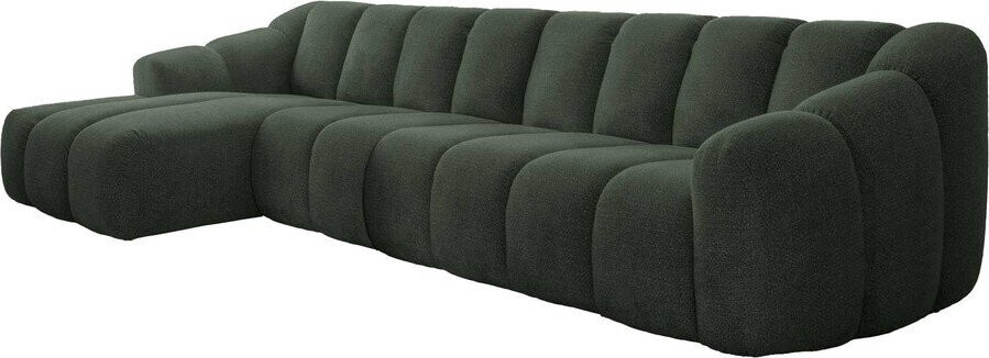 Tmavě zelená rohová pohovka (levý roh/s lenoškou) Shell – Miuform