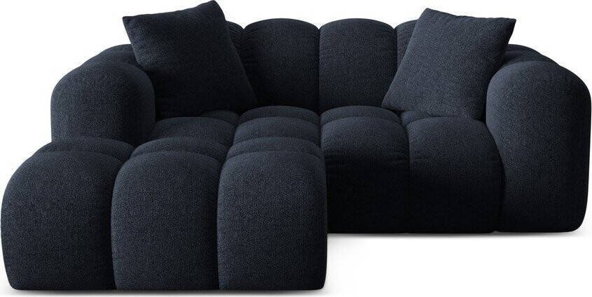 Tmavě modrá žinylková rohová pohovka (levý roh/s lenoškou) Treno – Cosmopolitan Design