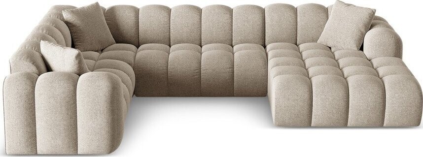 Světle hnědá žinylková rohová pohovka (levý roh/do 