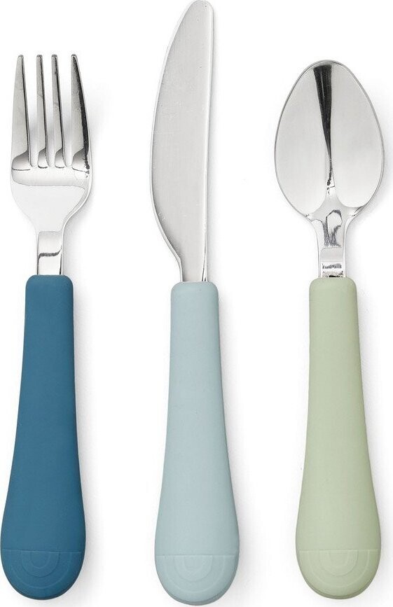 Zelený/modrý dětský příbor 3 ks ze silikonu Ocean Mix – Cam Cam Copenhagen