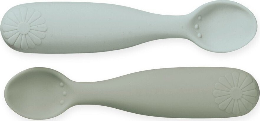 Khaki/ světle modré dětské lžičky v sadě 2 ks ze silikonu Olive Mix – Cam Cam Copenhagen
