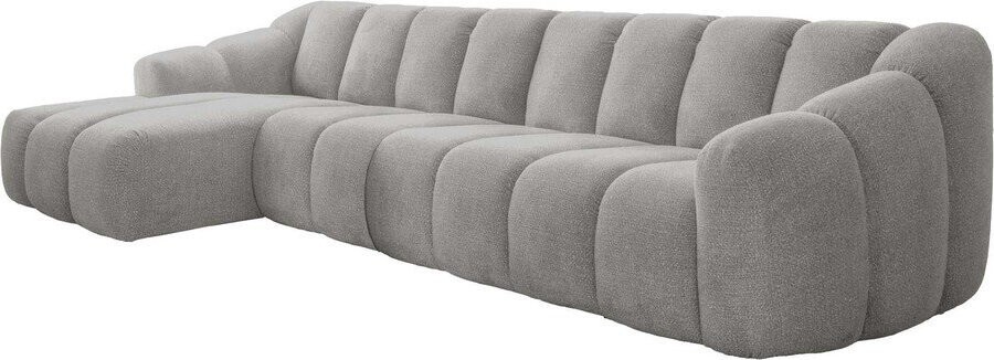 Světle šedá rohová pohovka (levý roh/s lenoškou) Shell – Miuform