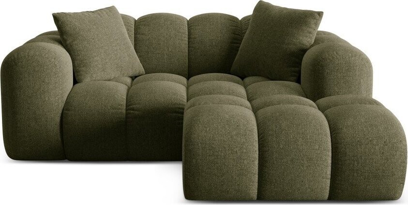 Zelená žinylková rohová pohovka (pravý roh/s lenoškou) Treno – Cosmopolitan Design