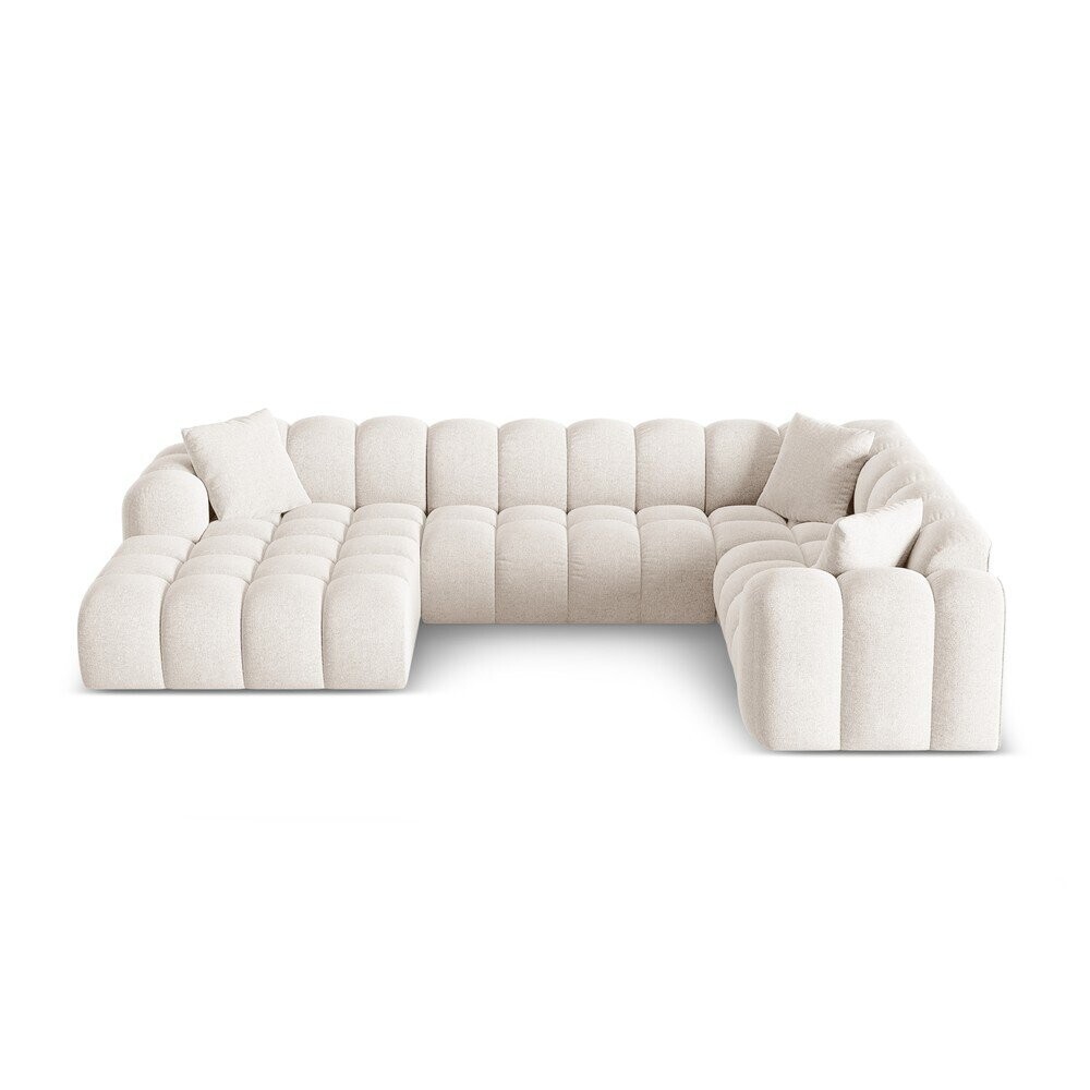 Krémová žinylková rohová pohovka (pravý roh/do 