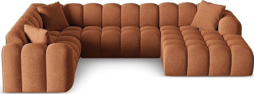 Žinylková rohová pohovka v terakotové barvě (levý roh/do