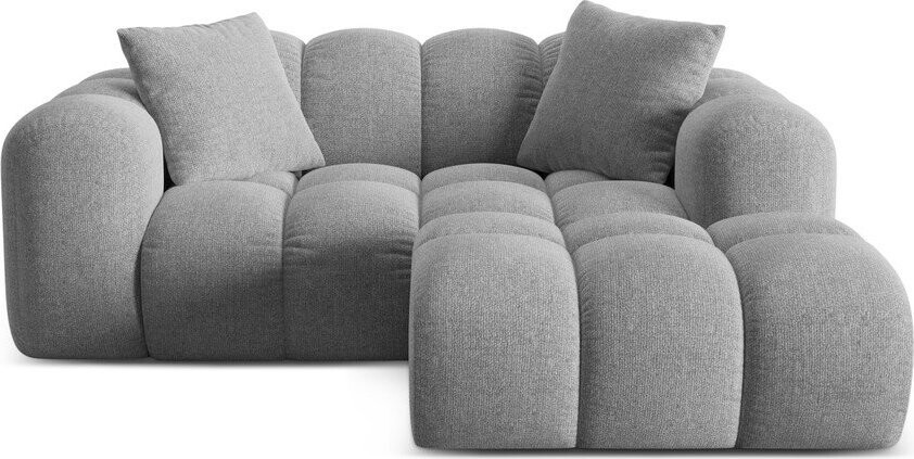 Světle šedá žinylková rohová pohovka (pravý roh/s lenoškou) Treno – Cosmopolitan Design