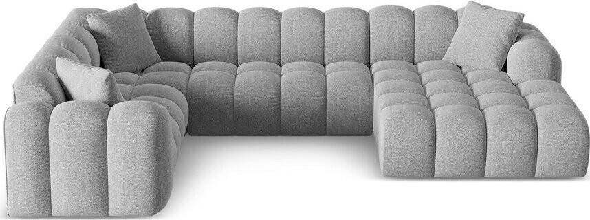 Světle šedá žinylková rohová pohovka (levý roh/do