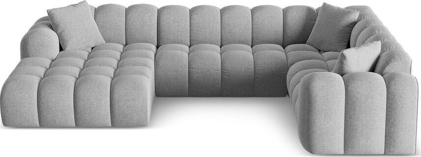 Světle šedá žinylková rohová pohovka (pravý roh/do