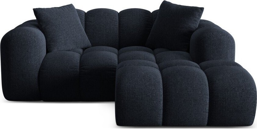 Tmavě modrá žinylková rohová pohovka (pravý roh/s lenoškou) Treno – Cosmopolitan Design