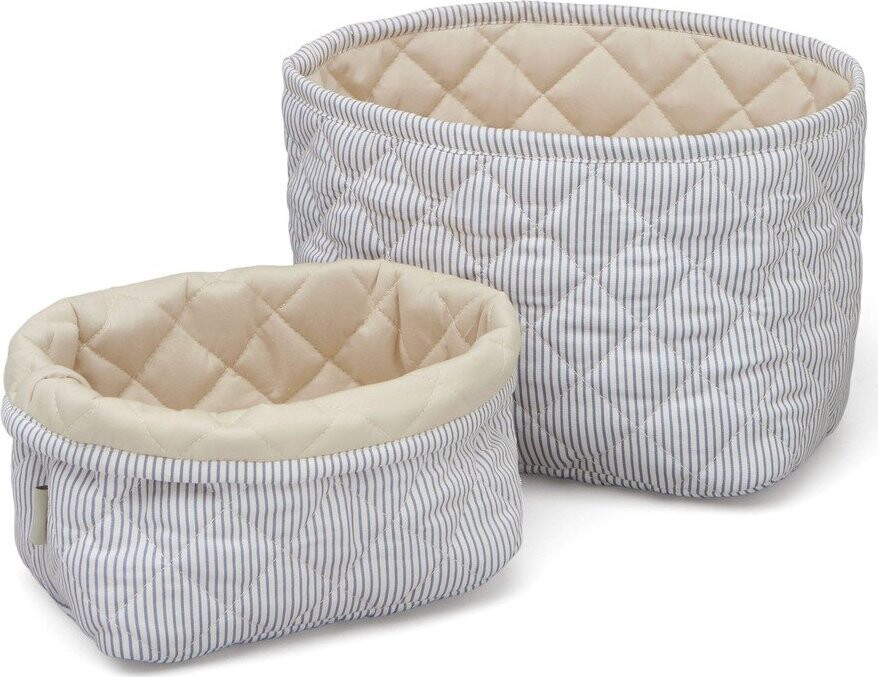 Světle modré látkové dětské koše na hračky v sadě 2 ks Classic Stripes Blue, Praline – Cam Cam Copenhagen
